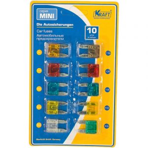 Набор предохранителей в блистере (МИНИ 10 шт.) Без пинцета KRAFT KT870022